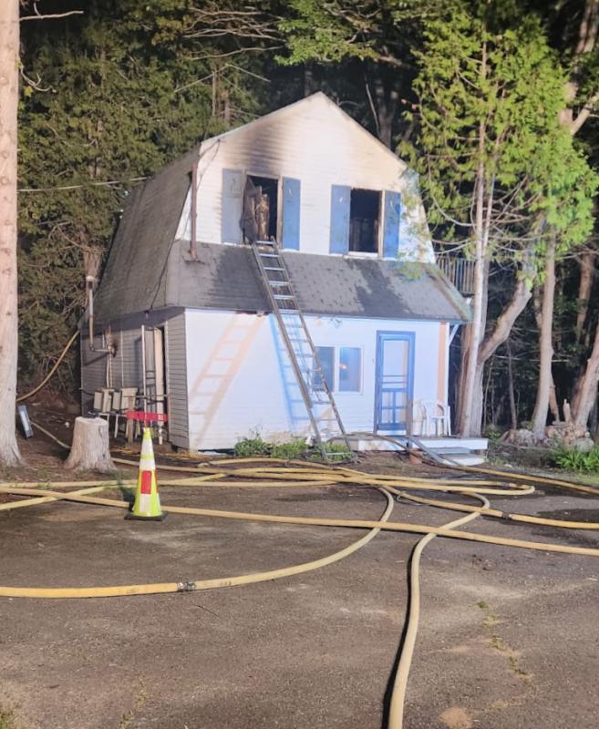 The interior of a cabin on the High Tide Inn property in Camden was destroyed Wednesday night after a fire broke out in a back hallway. (Photo courtesy Camden Fire Dept.) c