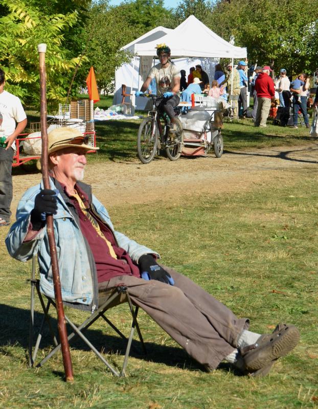 Settling in to watch the commotion at the Common Ground Fair Common Ground Fair 2025 (Photo by Lynda Clancy) An old salt at the Common Ground Fair Common Ground Fair 2025 (Photo by Lynda Clancy)