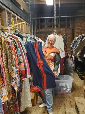 Mariellen Eaton, shown here in the costume loft at Watts Hall during last year's Together for Thomaston event. (Photo by Kendray Rodriguez)