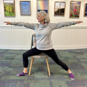 Lynn Rutter practices Chair Yoga at Rockport Public Library. (Photo courtesy Rockport Public Library) Lynn Rutter practices Chair Yoga at Rockport Public Library. (Photo courtesy Rockport Public Library)