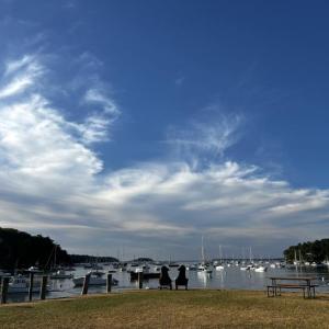 At 7 a.m., Aug. 22, the edges of Hurrican Erin were acknowledged along the Maine coast. Few boats were heading out on the water with anticipated high ocean surf. (Photo by Lynda Clancy) x
