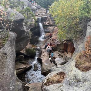 The rescue of a hiker on remote terrain in Western Maine drew multiple agencies to help carry him out of Screw Auger Gorge. (Photo courtesy Maine Dept. of Inland Fisheries and Wildlife) c