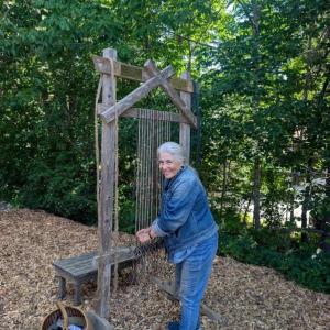 Susan Barrett Merrill warping an Earth Loom. (Photo courtesy Rockport Public Library) Susan Barrett Merrill warping an Earth Loom. (Photo courtesy Rockport Public Library)